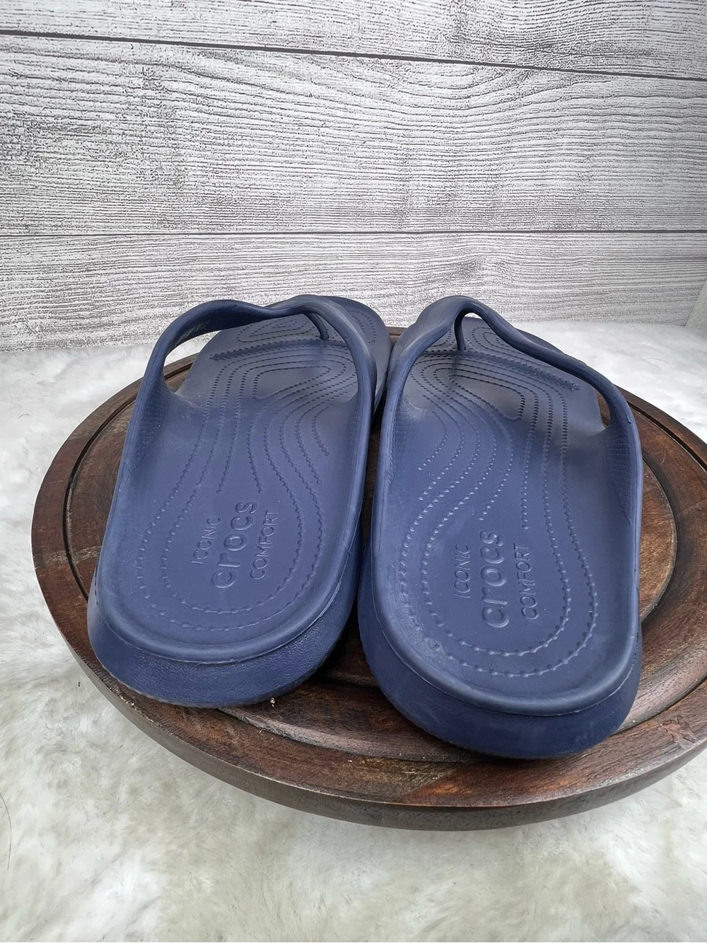 Crocs Kadee II Blue Flip Flops Thong Sandals Size Men's 13 Shoes Beach Vacation
